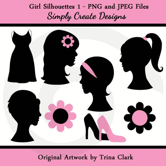 Girl Silhouettes Clipart Girly Girl Clip Art Commercial And Personal