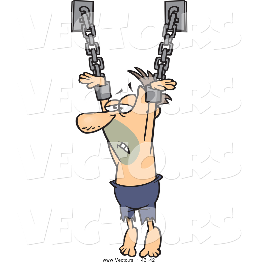 Larger Preview  Vector Of A Dying Cartoon White Male Prisoner Chained