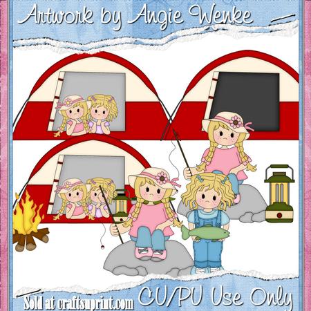 Camping Fun Girls Blonde Clipart By Angela Wenke
