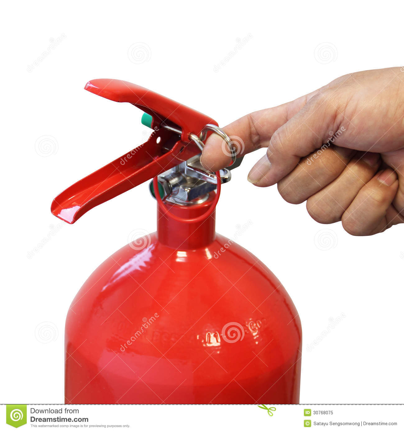 Hand Pulling Safety Pin Fire Extinguisher Royalty Free Stock Photo