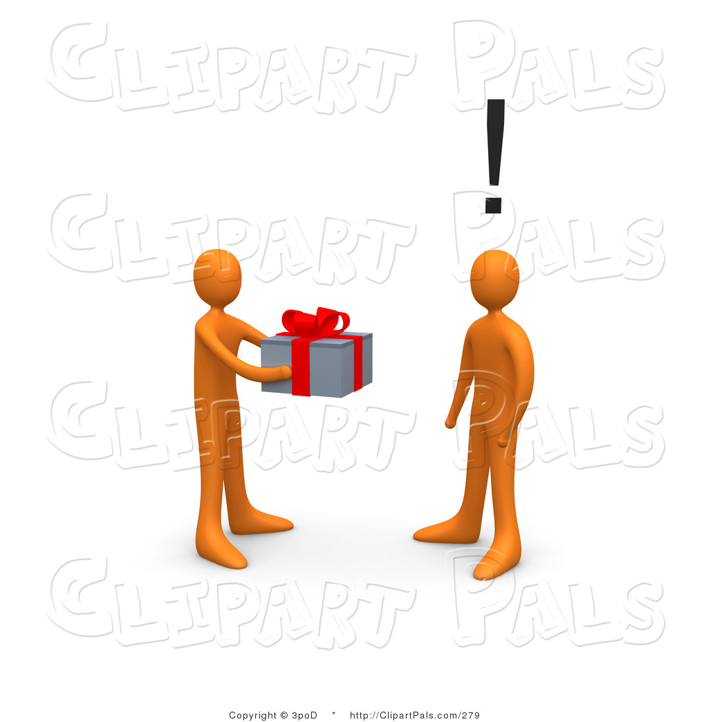 Larger Preview  Pal Clipart Of A Giving Orange Person Handing A