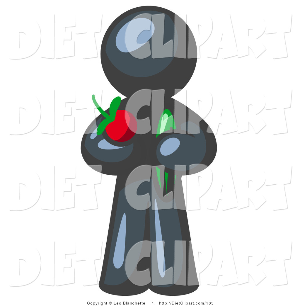Larger Preview  Diet Clip Art Of A Healthy Navy Blue Man Holding A