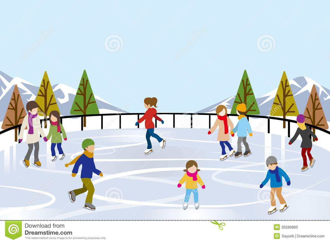 Ice Rink Clip Art People Ice Skating In Nature