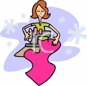 Cartoon Woman Sewing Clipart Picture