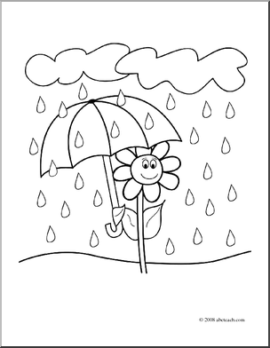 Clip Art  Daisy Rainy Day  Coloring Page