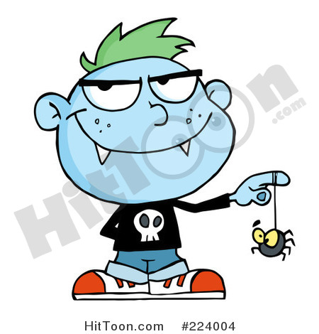 Vampire Clipart  224004  Blue Vampire Kid Playing With A Spider By Hit