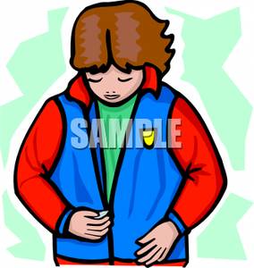 Clipart Image Of A Girl Zipping Up Her Jacket