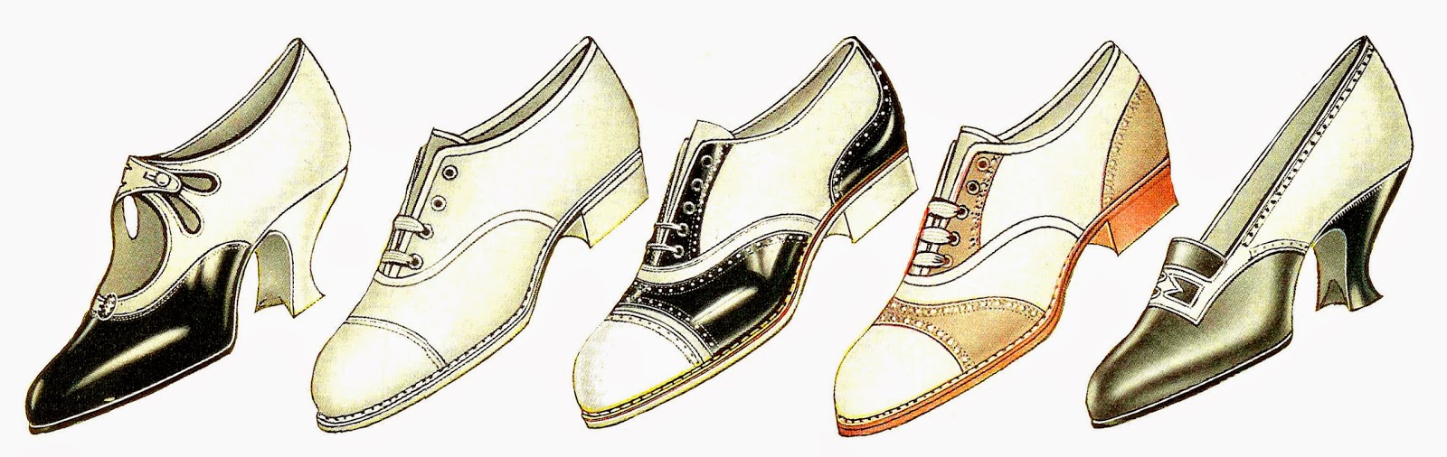 Free Fashion Clip Art  Women S Vintage Shoe Fashion Of 5 Shoes Border
