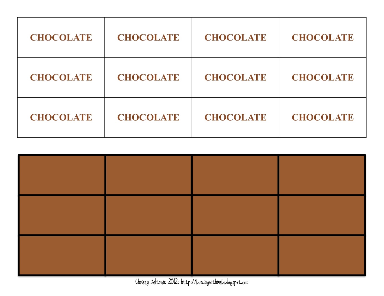 Milk Chocolate Bar Fractions  Printable Fraction Chart  Fraction Bar
