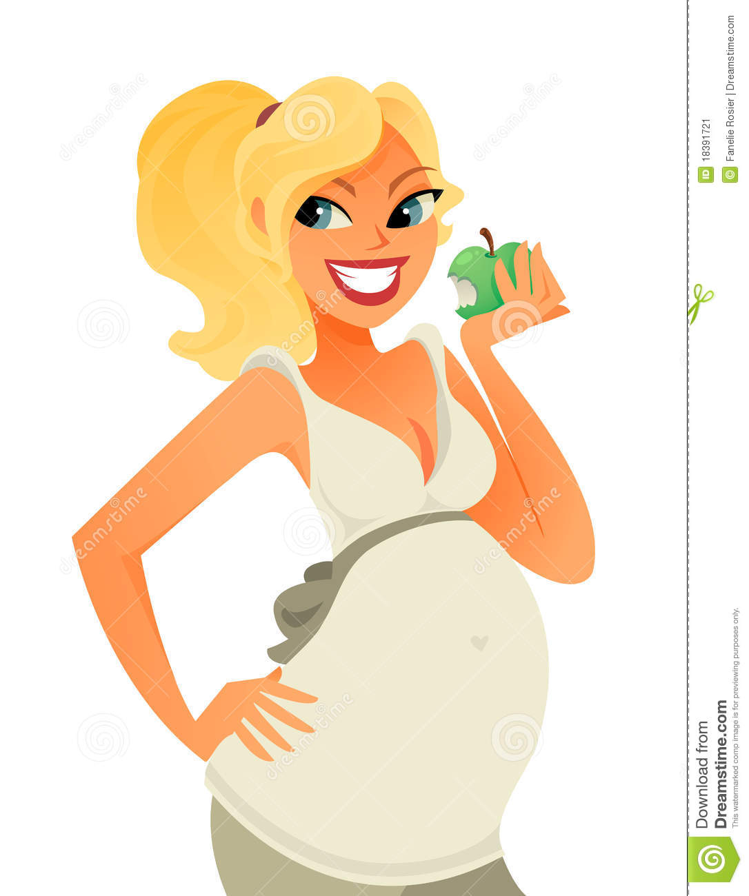 Pregnant Eating Apple Vector Stock Image   Image  18391721