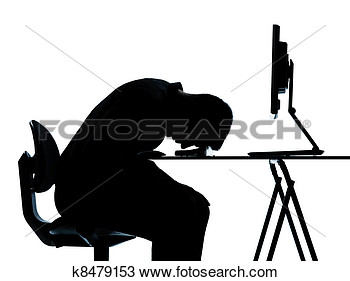 Photo Of One Business Man Silhouette Computer Computing Sleeping Tired
