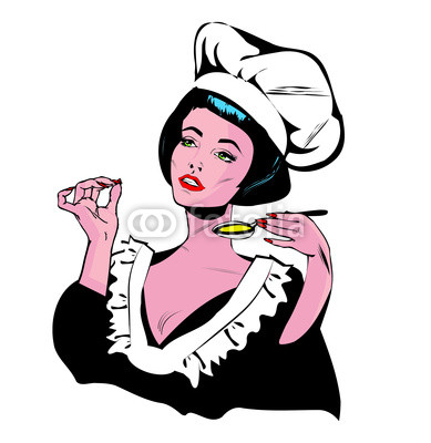 Lady Chef   Woman Retro Clip Art Comics Collection Stock Photo And