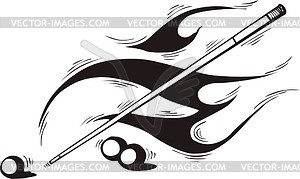 Pool Cue Flame   Vector Image