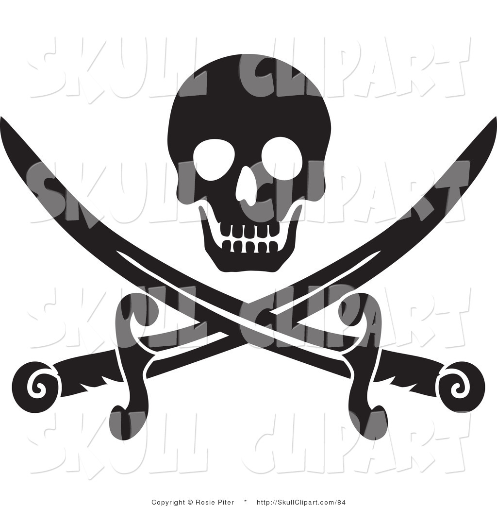 Larger Preview  Vector Clip Art Of A Black Skull Over Crossed Pirate