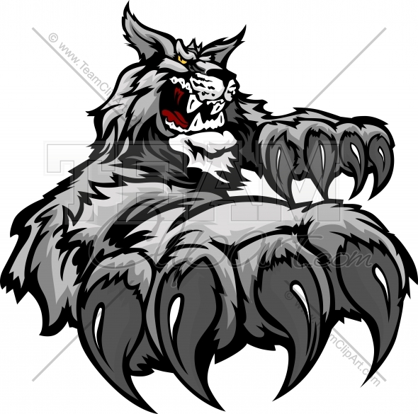 Wildcat Cartoon Mascot With Claws Vector Illustration   Team Clipart