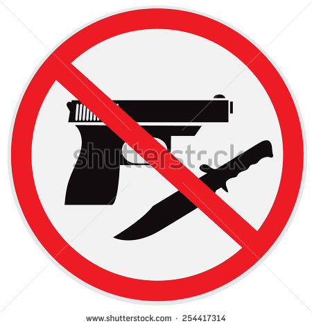 No Weapon Allowed Prohibited Sign Clip Art   Stock Photo