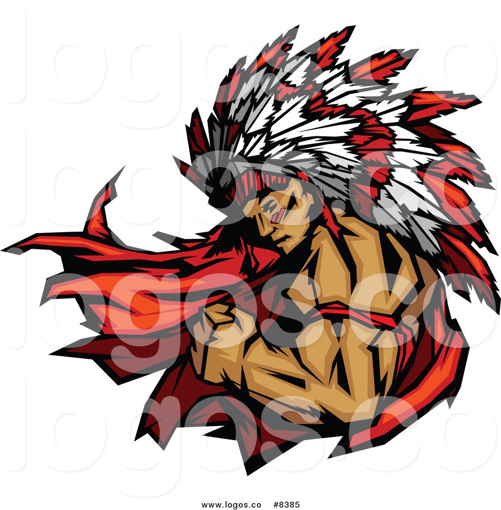 Chief Flexing His Biceps Logo Logo Of A Native American Indian