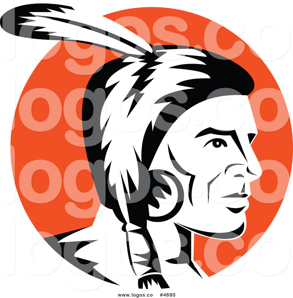 Free Clip Art Vector Logo Of A Black And White Native American Indian