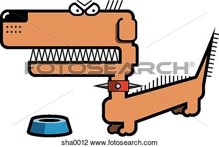 Clip Art   Growling Dog At His Dish  Fotosearch   Search Clipart