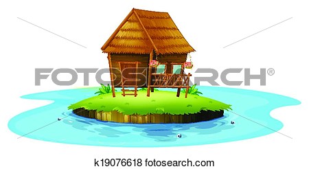 Clip Art Of An Island With A Small Nipa Hut K19076618   Search Clipart