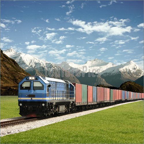 Photo Of Freight Train    Freight Train In A Mountain Landscape