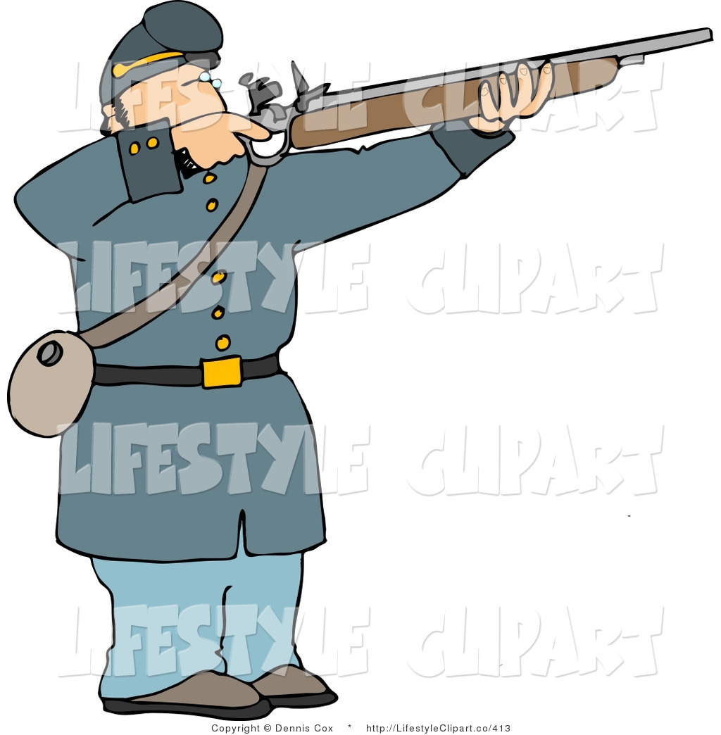 Clip Art Of A Male Military Union Soldier Aiming An Old Fashioned