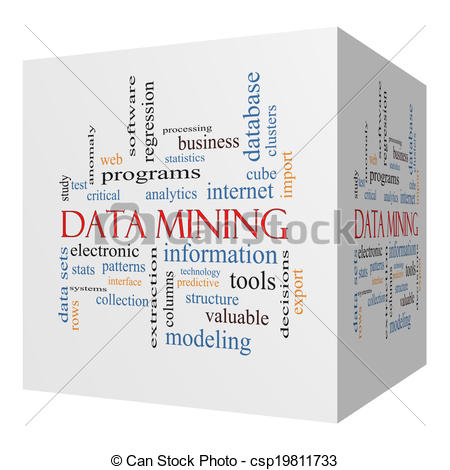 Stock Illustration   Data Mining 3d Cube Word Cloud Concept   Stock