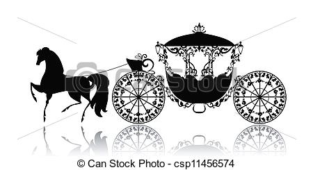 Of Vintage Silhouette Of A Horse Carriage Csp11456574   Search Clipart