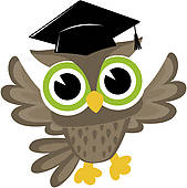 Clip Art Of Wise Owl With Graduation Cap K5940057   Search Clipart