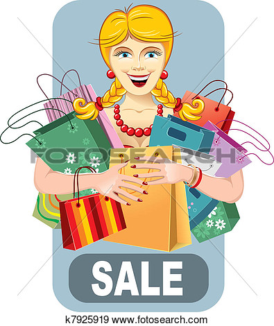Clip Art   Happy Woman On Sale  Fotosearch   Search Clipart