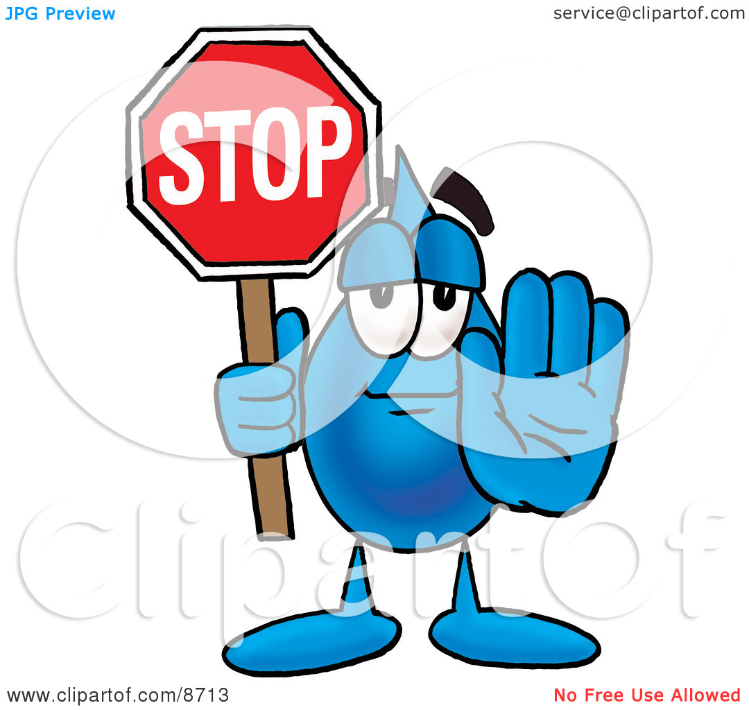 Clipart Picture Of A Water Drop Mascot Cartoon Character Holding A