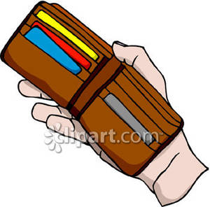 Hand Holding An Open Wallet   Royalty Free Clipart Picture