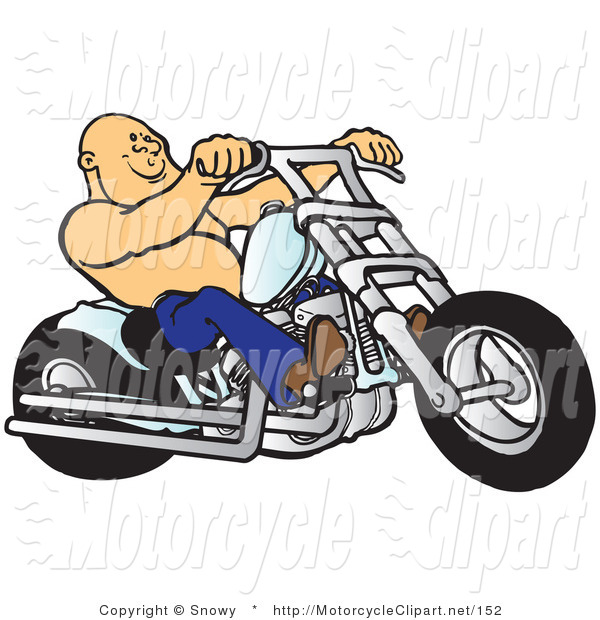 Transportation Clipart Of A Bald And Shirtless Biker By Snowy    152