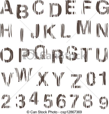 Alphabet Stamp Clipart Vector   Stamp Alphabet Vintage Wooden Style
