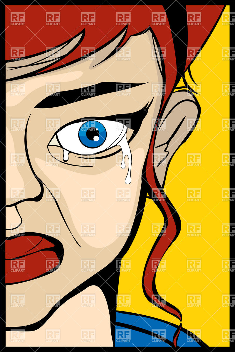 Crying Woman With Tearful Eyes Download Royalty Free Vector Clipart