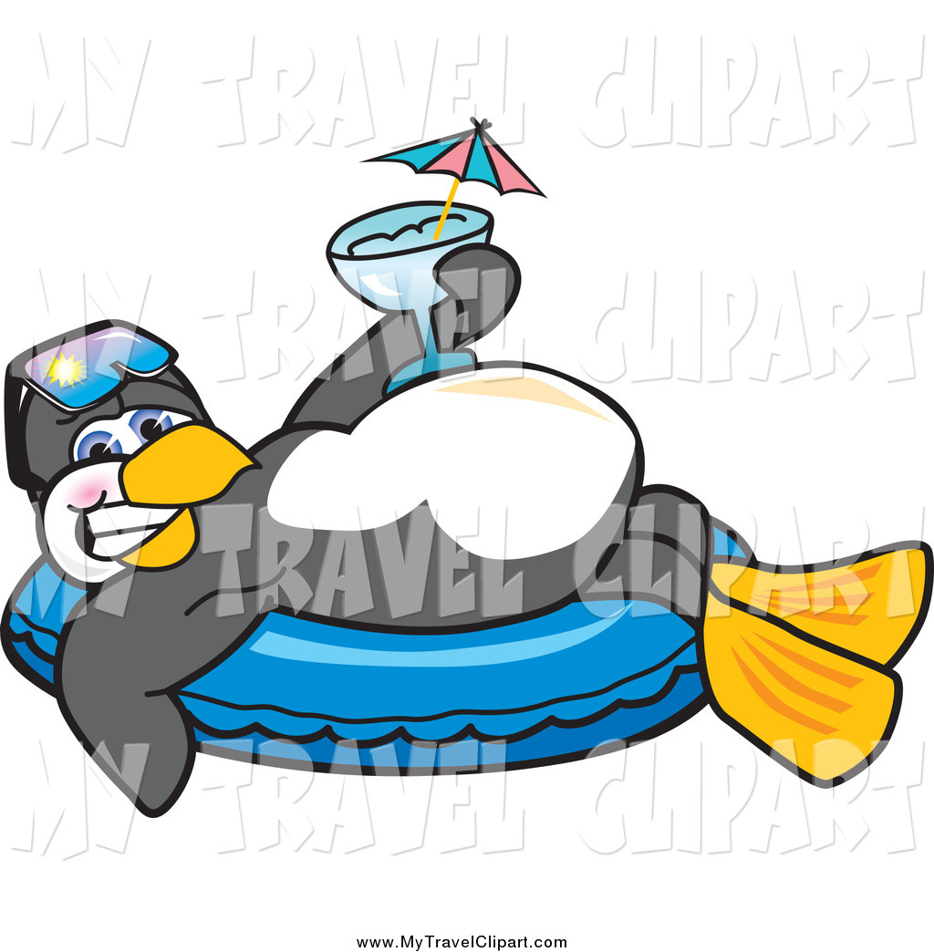 Larger Preview  Clipart Of A Relaxed Penguin Relaxing On An Inner Tube