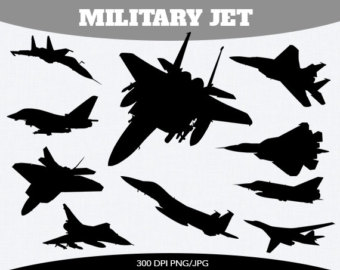 Off Military Jet Fighter Aircraft Instant Download Silhouette Clipart