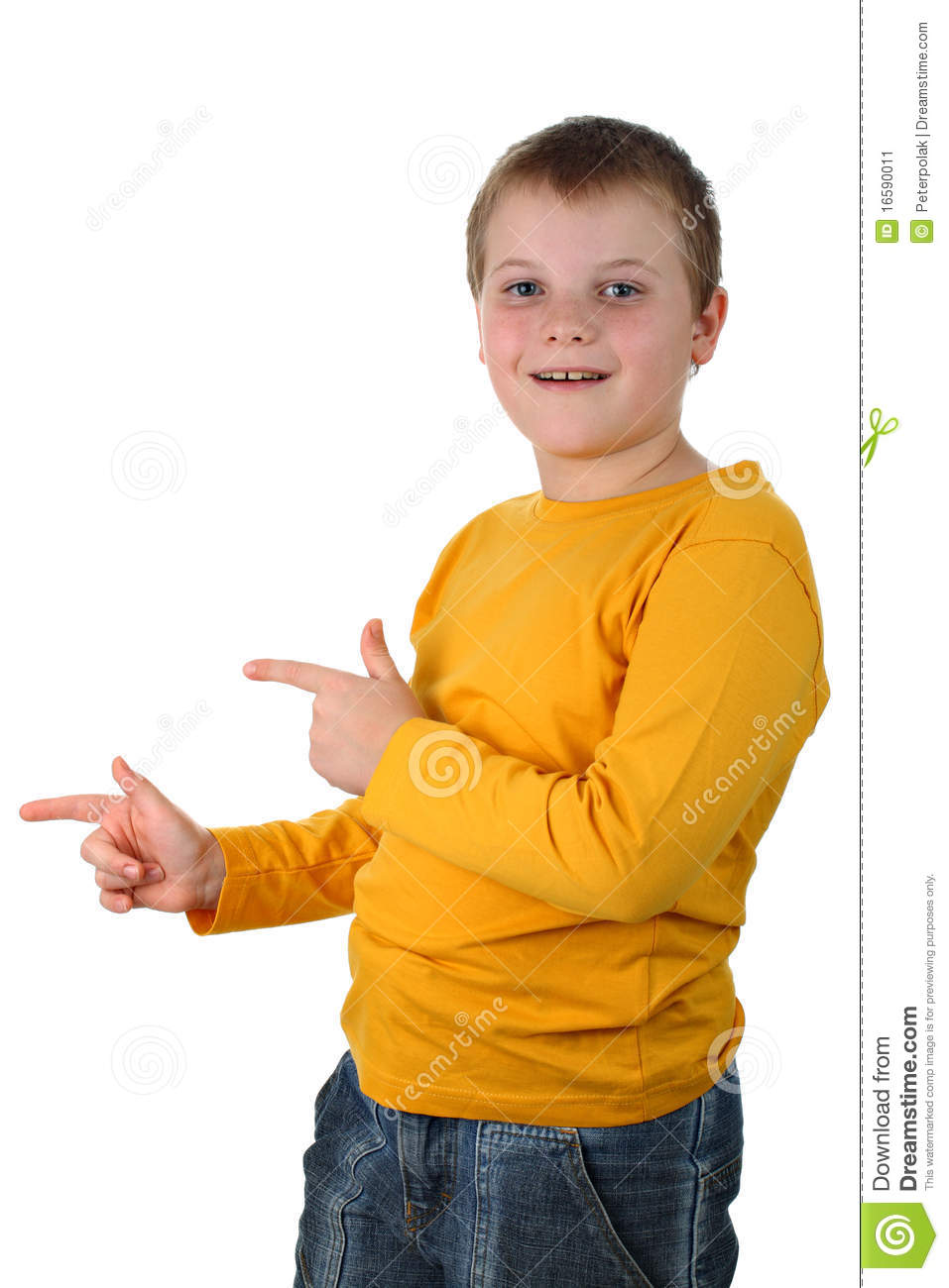 Delighted Young Boy Points His Finger On Something Stock Image   Image