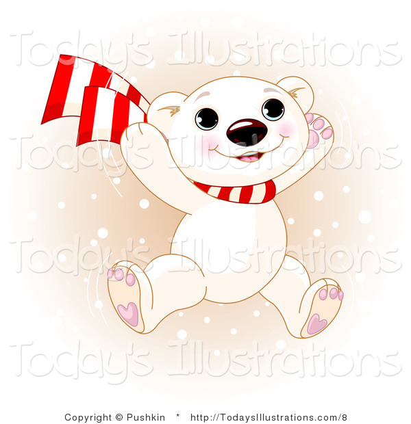 Vector Clipart Of A Winter Polar Bear Cub Jumping By Pushkin    8