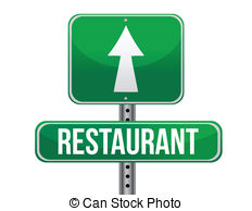 Restaurant Road Sign Illustration Design Over A White