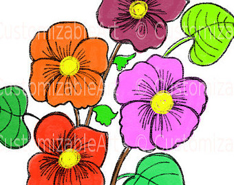 Flower Drawing Painting Watercolor Clipart Flower Digital Clipart