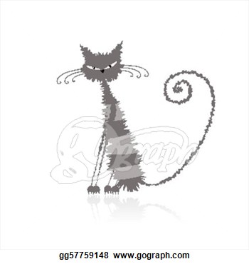 Illustration   Funny Grey Wet Cat For Your Design   Clipart Gg57759148
