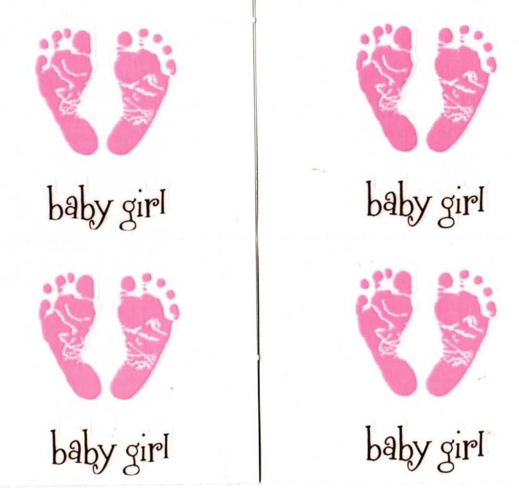 Mrs Grossman Sticker Baby Girl Footprints Pink Feet