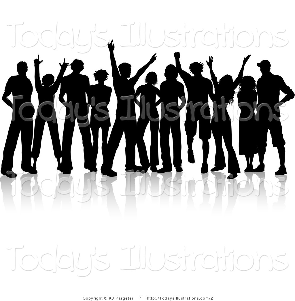 Vector Clipart Of A Silhouetted Teenage Crowd By Kj Pargeter    2