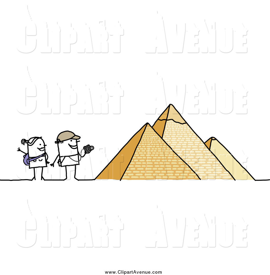 Clipart Of Stick People Tourists Visiting The Egyptian Pyramids By Nl