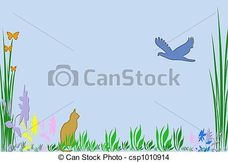 Drawing Of A Spring Scene In Clip Art Csp1010914   Search Clip Art