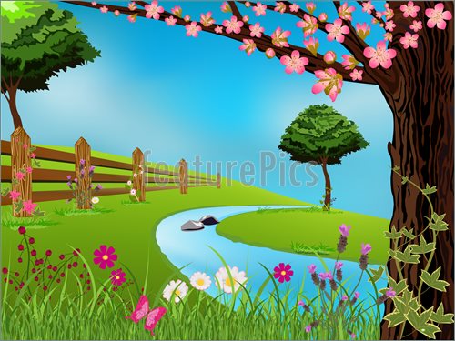 Spring Scene Illustration  Clip Art To Download At Featurepics Com