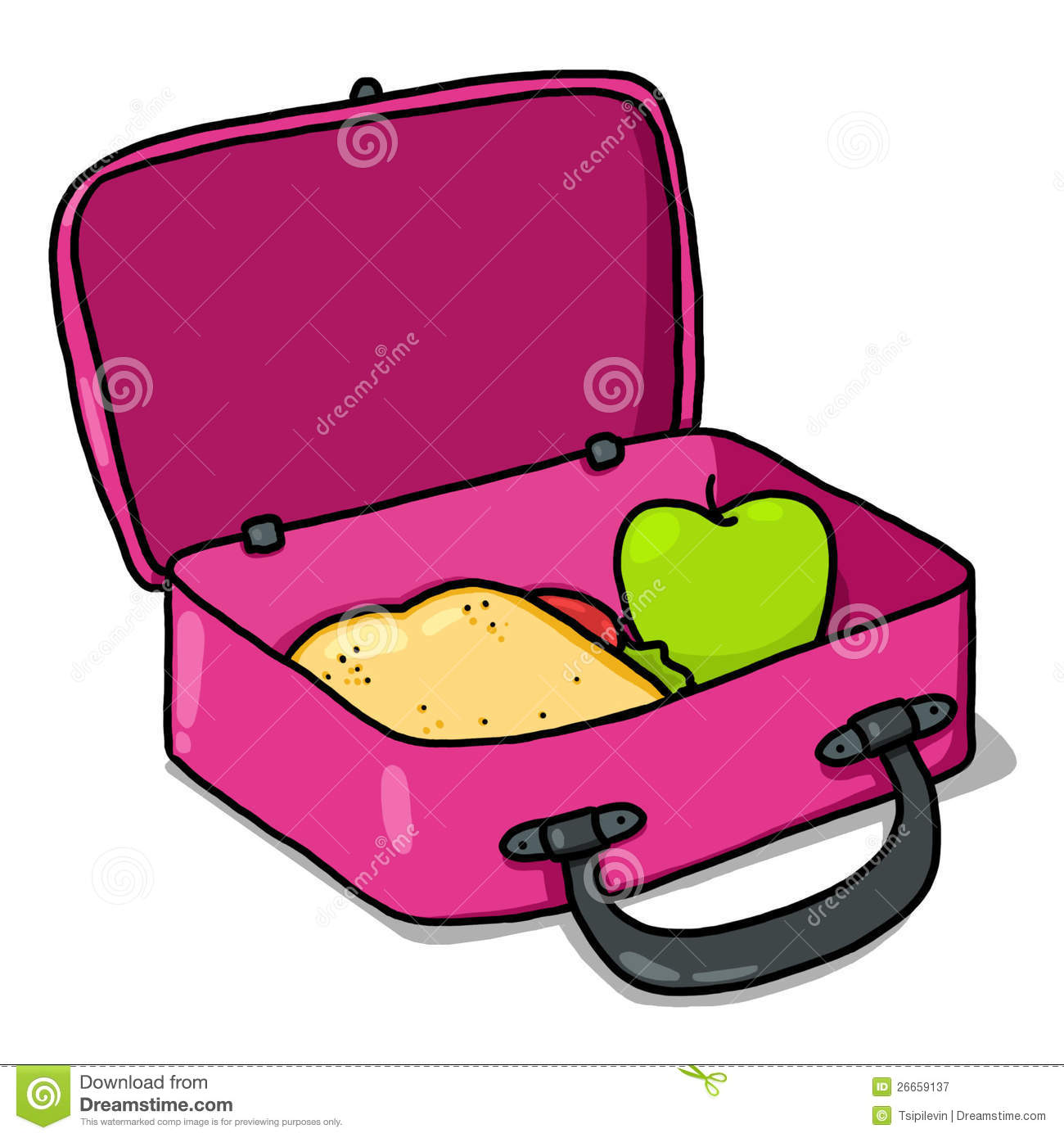 Kids Lunch Box Illustration  Pink Lunchbox Drawing  Open Lunch Box