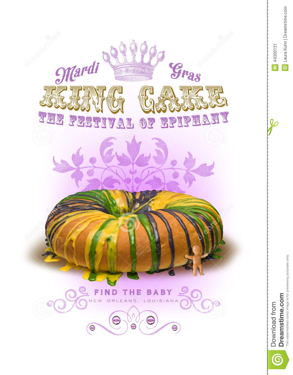 Nola Collection Mard Gras King Cake Background Stock Photo   Image