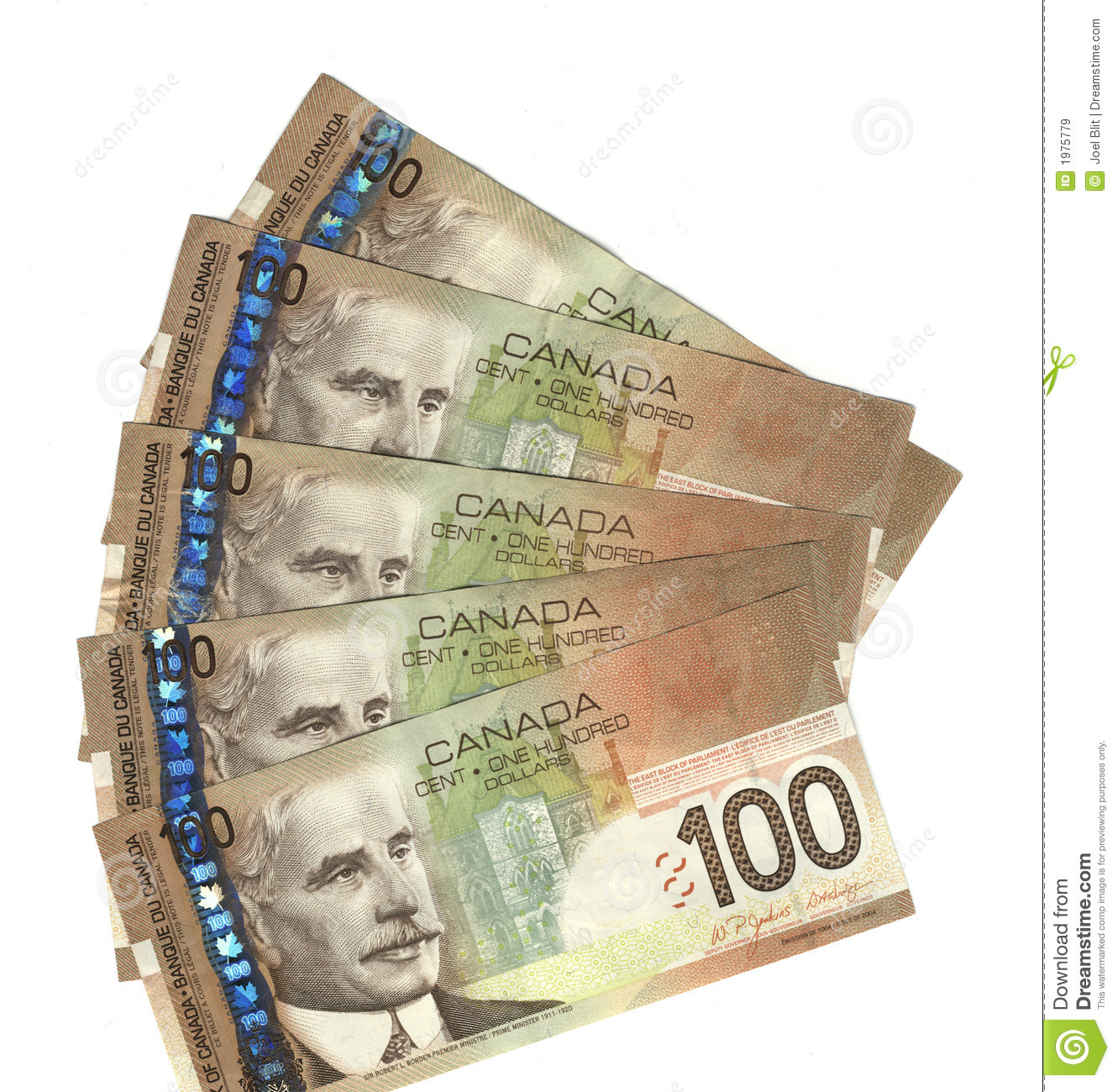 Fanned Out Canadian Hundred Dollar Bills Royalty Free Stock Images